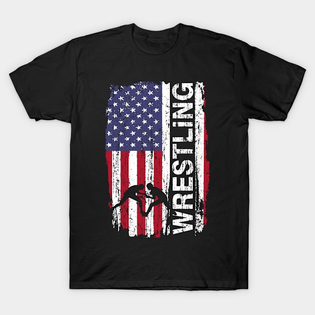 Wrestling Usa Flag T-Shirt by QUYNH SOCIU